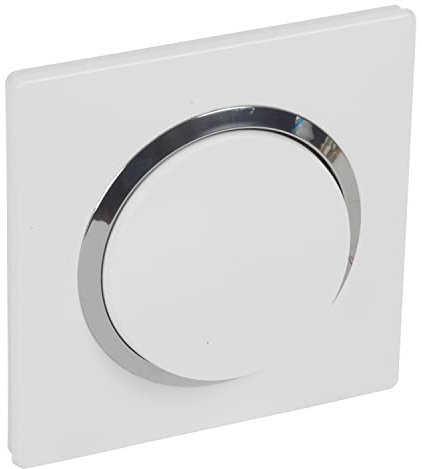 Legrand - Interrupteur ou va-et-vient dooxie 10AX + plaque carrée blanche/chromé + griffes, Blanc