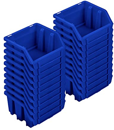 PAFEN Lot de 20 boîtes empilables pour mur à outils 115 x 75 x 118 mm – Boîte de rangement empilable Bleu