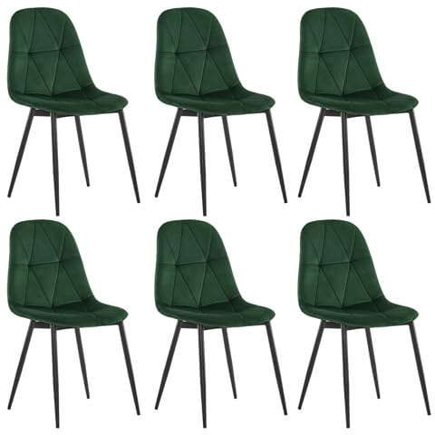 Lestarain Set med 6 matsalsstolar, mörkgröna