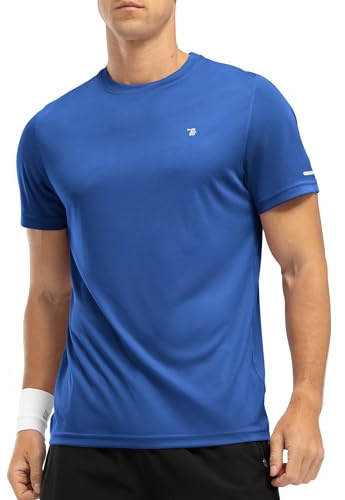 Rdruko Short Sleeve Rash Guard Men UPF 50+ Quick Dry Activewear Tee Shirt for Running Sport Gym Swim Hiking Fishing Blue XL