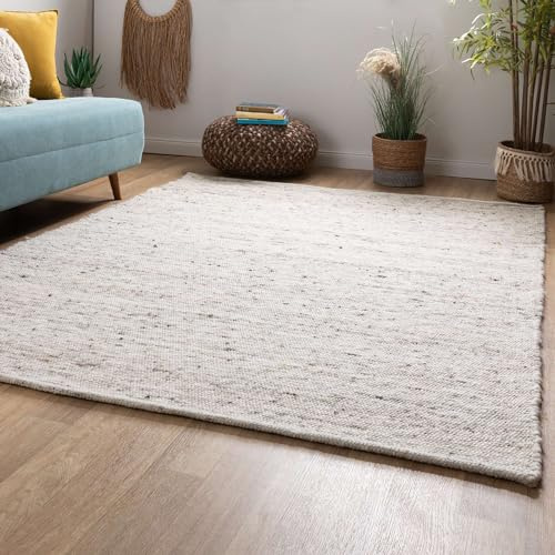 Steffensmeier Handwoven Rug Kos | Wool (Pure Wool), Dark wool blend, Handwoven, Size: 160x160 cm (5'3x5'3) Living Room and Bedroom