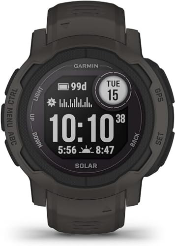 Garmin Instinct 2 SOLAR, Rugged GPS Smartwatch, Built-in Sports Apps and Health Monitoring, Solar Charging and Ultratough Design Features, Graphite (Renewed)