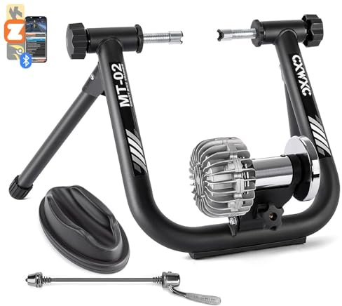 CXWXC Smart Bike Trainer - Fluid Bike Trainer Stand for 26-29” or 700c Wheel - Fluid Stationary Noise Reduction Bicycle Stationary Stand Compatible with Zwift App