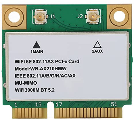 AX210 5374M WIFI 6E 5G Scheda di Rete Cordless Interna Gigabit a Tripla Banda, MINIPCIE 5.2 BT, Porta Mini PCIE, Tecnologia MU MIMO