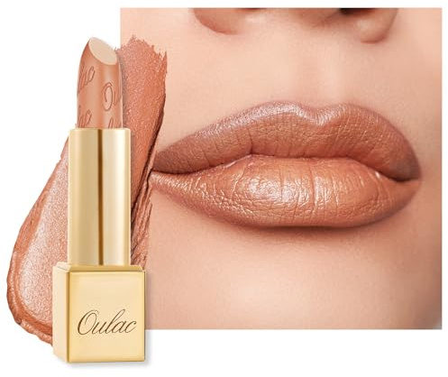 OULAC Rouge a Levre Mat Nude, Effet Pailleté Métallique, Rouge à Lèvres Mat Métallisé Longue Tenue, Hydratation et Confort pour les Lèvres, Vegan, 4,3g (GM10) Chicness