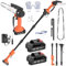 Cordless Pole Saw, 6 Inch 2 in 1 High Branch Saw & Handheld Chainsaw 3 Sections Detachable Electric Extension Pole Chainsaw, 2 * 2.0Ah Battery 2 Replaceable Chains for Garden Tree Trimming