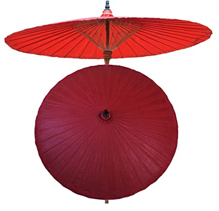 Parasol vintage en bambou avec protection UV fait à la main pour patio, terrasse, piscine et plage