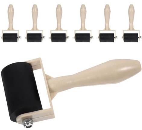 Cabilock 7pezzi Rullo per Stampa Blocchi in Gomma e Vinile Utensile Rullo per Inchiostro Applicazione Parati Timbratura e Incollaggio per Lavori Artigianali