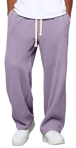 Meaunzyl Herren Hose Gym Breite Hose Trainingshose Baumwolle Lang Loose Fit Gym Breite Arbeitshose Elegant Breites Bein Sport Jogging Fitness Trainingsanzug Outdoor Sweatpants, Violetta, 56