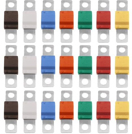 21 Pcs Fuses Set Compatible with Midi Fuse Holders, 32V 30/40/50/60/70/80/100Amp, Automobile Fuses Bolt-on, High Current Fuse for Car Truck Marine Electric Hybrid Motor Audio Systems