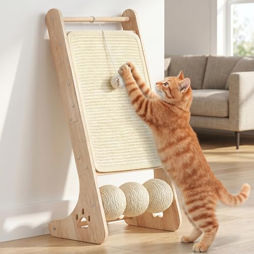 Rascador para Gatos, Rascador de sisal para Gatos, Rascador con Rampa para Gatos de Interior, Arranhador para Gatos con Bolas de sisal, Muebles para Gatos