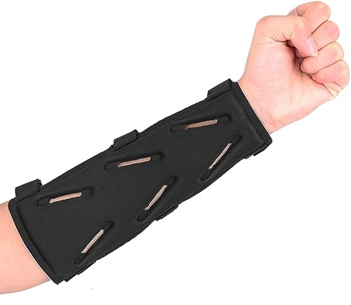 KRATARC Archery Arm Guard Adjustable 3-Strap Accessory Lightweight Hunting Target Practive Adult Unisex (Black, Length 9'')