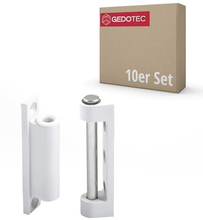 Gedotec Fenster-Scharnier aus Kunststoff | 10 Stück - Aufschraubband für für Insektenschutz Fenster oder Türen | Fensterband weiß zum Aufschrauben | Renovierband 20 x 75 mm | Türband - Fiberglas