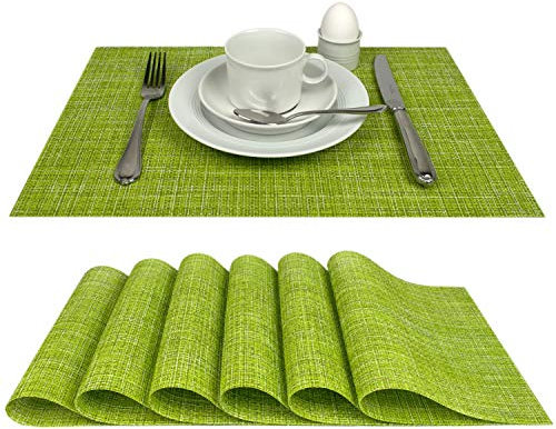 Tischsets Platzsets Capri, abwaschbar, im 6er-Set, grün, Tisch Unterlage ist abwischbar