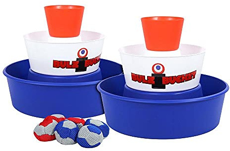 BULZiBUCKET Game by Water Sports - Beach, Tailgate, Camping, Yard, and Pool Games- Indoor/Outdoor Kids Toys - Pool Accessories Perfect for Family Game Night (Red/White/Blue)