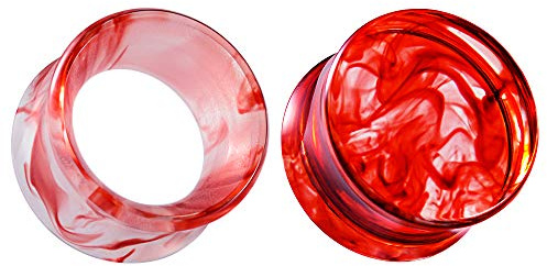 COOEAR 2 Paires de jauges Assorties pour Les Oreilles Kits de Tunnels de Chair Bouchons d'oreilles Boucles d'oreilles en Acrylique Rouge Expander Stretchers Piercing.