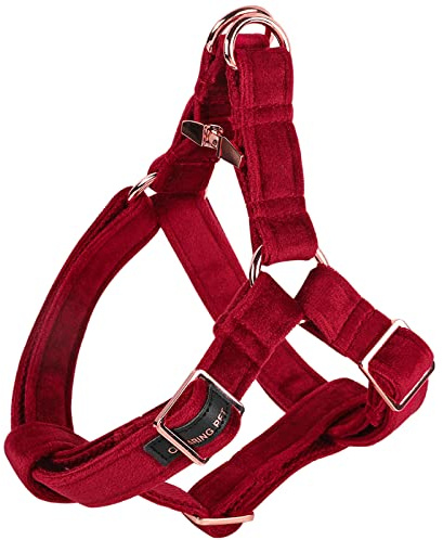 ARING PET Velvet Dog Halter Harness-Soft Heavy Duty Dog Halter Harness, Adjustable No Pull Red Velvet Dog Harness for Small Medium Large Dogs