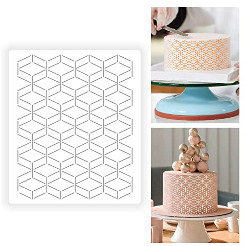 1 PC Cake Stencils Decorating Buttercream- 24.5cm x 21cm is Classic Decorative Graphics for Embossing,Royal Icing,Airbrush,is The Ideal Wedding and Birthday Decor Tools (002) (csljmy20210612-0001)