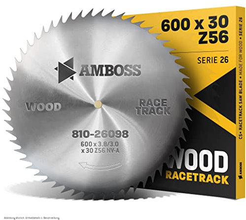 AMBOSS CS - Lame de scie circulaire - Diamètre 600 mm x 3 mm x 30 mm - Dents pointues - 56 dents - Coupe grossière, rapide - Bois de chauffage, matériaux en bois - Coupe longitudinale et transversale