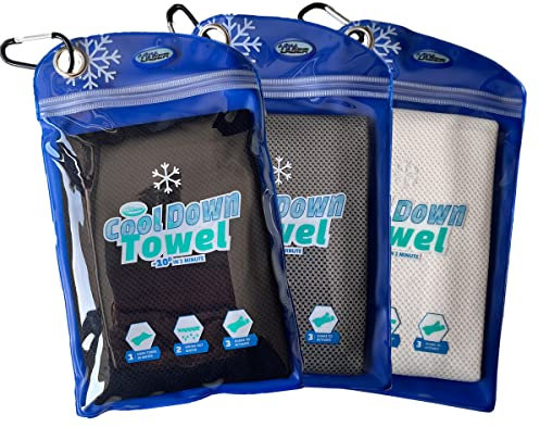 Aqua Laser Cool Down Towel - Kühlendes Handtuch 3er-Set - Kühlendes Handtuch für Sport, Wandern, Laufen, Tennis, Reisen, Fitness und Yoga - für den Hals (Schwarz/Grau/Weiß)