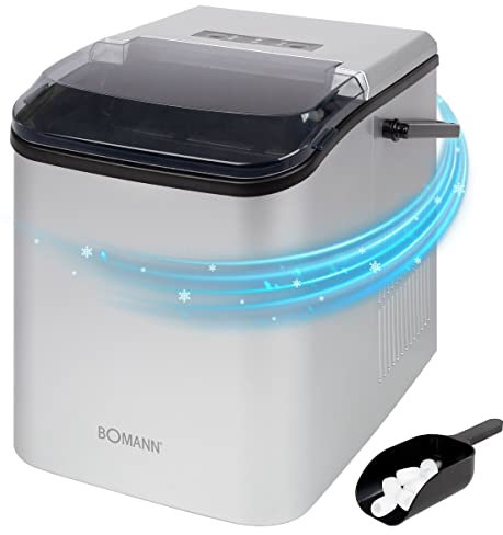 Bomann Eiswürfelmaschine zur einfachen Herstellung von ca. 12 kg Eiswürfel, Ice Cube Maker mit 2 wählbaren Eiswürfelgrößen, Eiswürfelmaschine klein mit Eisschaufel, EWB 6060 CB