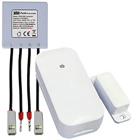 PA-550 DIW-Funk Abluftsteuerung 3500 Watt Power-Modul DPM-3500 zum Einbau hinter Steckdosen + DFM-2000 Fensterkontaktschalter