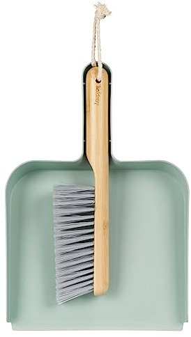 Beldray Juego de Cepillo y recogedor LA029050GRNEU7, colección Eco Range, Borde de Caucho para Recoger el Polvo de Manera eficaz, Resistente y Duradero, Mango de bambú FSC®, cerdas Suaves, Verde