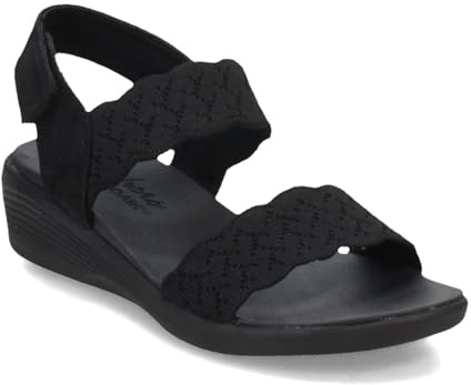Skechers Women's ARYA - ON THE RISE medium wedge sandal, Black/Black 10 M