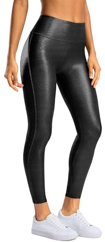 SANTINY Women's Faux Leather Leggings 25''/27''/29''-High Waisted Stretch Leather Pants Pleather Tights for Women（Black03_25M） Black