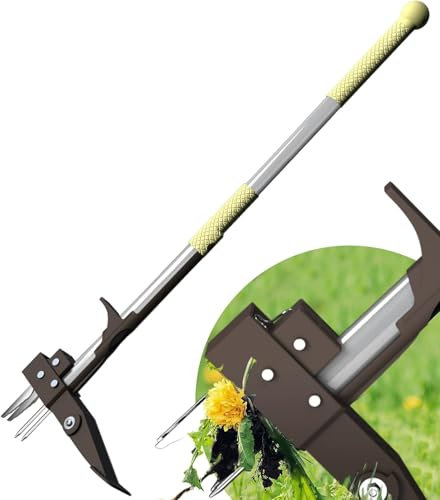 Winslow&Ross Weed Puller with Stainless Steel 4-Claw & Foot Pedal Telescopic Dandelions Root Remover, Stand-up Manual Weed Tool for Garden Lawn(39 inch/100cm) Iron Handle