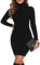 Aottori Black Jumper Dress for Women UK Knitted Sweater Ladies Autumn Winter Turtleneck Jumper Dresses Long Sleeve Pullover Tops Black XS