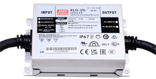 Controlador LED Mean Well XLG 20W 700mA Fuente de alimentación conmutada Convertidor de Potencia Transformador XLG-20-H