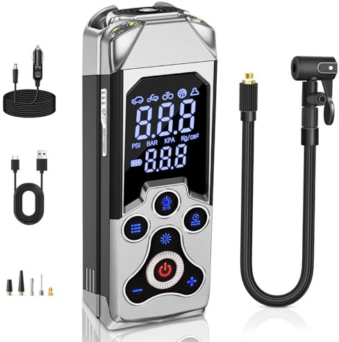 Mini Compressore Aria Portatile Auto: 150PSI Gonfia Gomme Pompa Elettrica,12V Gonfiatore Gomme Minicompressore per Auto Bicicletta Moto(Nero)