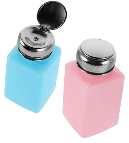 MUCKLILY 2pcs Push-type Alcohol Bottle Refillable Antistatic Liquid Dispenser Empty Press down Solvent Container for Lab Wash