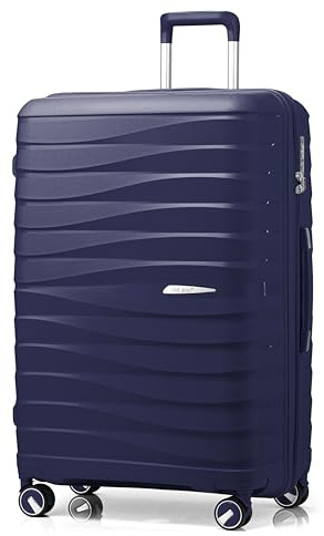 FLIEE Large Hard Shell Suitcase| Luggage | Lightweight Suitcase | Aluminum Telescopic Handle | TSA 3 Digit Combination Lock | 4 Dual Spinner Wheels. (Blue, Large 28'')