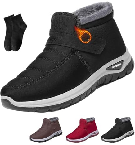 POIOZXD Bottes orthopédiques chaudes antidérapantes à enfiler pour femme, bottes de neige d'hiver pour femmes, bottines chaudes, doublées de fourrure, imperméables, isolées, chaussures d'extérieur