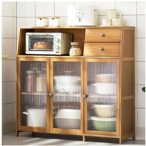 Armoire basse de cuisine avec tiroir et étagère ouverte pour micro-ondes, armoire peu encombrante pour salle à manger, salon et buanderie, stockage des aliments 69 x 98 cm et 101 x 98 cm