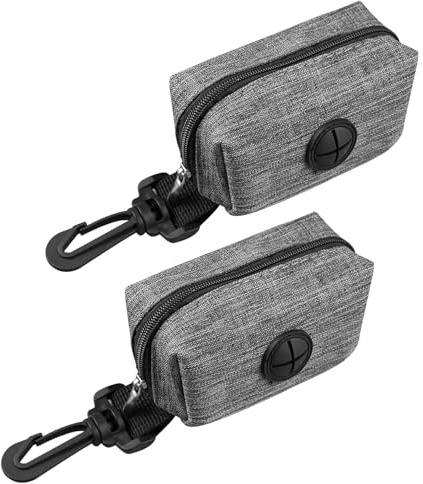 2 PCS Dog Poop Bag Holder, Poo Bag Holder for Dogs Lead, With Hook Clip Portable Dog Poop Bags, for Pet Lover Walking, Running or Hiking(Gray)