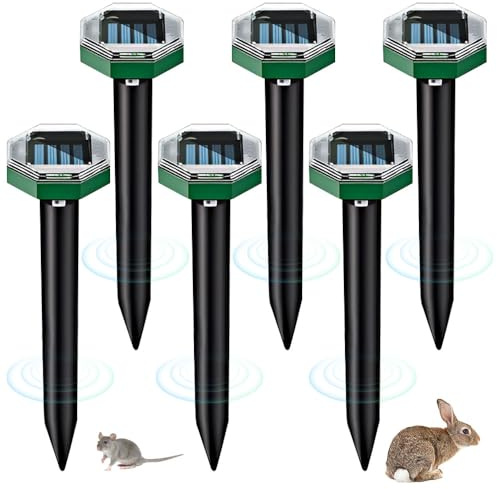 Nzkeuf Ahuyentador de Topos Solar, 6 Piezas Solar Ultrasónico Ahuyentador de Topo, Repelente Solar para Topos, para Jardin y Cámping, AntiTopos, Serpientes, Ratones (Octágono)