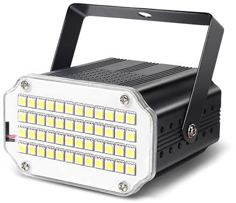 48Led Mini Luz Estroboscopica Discoteca, Luces Estroboscópicas Blanco Discoteca Luz Flash de Discoteca para Fiestas, Flash Discoteca Luz Estroboscópica Luz Parpadeante Usar con Liquido Maquina de Humo