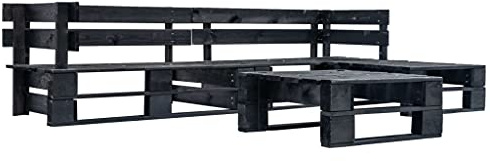 vidaXL Holz Garten Palettensofa 4-TLG. Palettenmöbel Sofa Ecksofa Lounge Sitzgarnitur Sofagarnitur Gartenmöbel Gartenset Gartenhocker In/Outdoor Schwarz