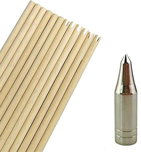MILAEM Bogenschießen Pfeilschaft 80cm Holzpfeilschaft mit Pfeilspitzen 8mm Holzpfeil schäfte für DIY Jagdpfeile Bogenpfeile (Type 1)