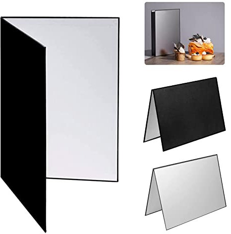 Selens Reflector de luz 3 en 1, difusor de fotografía de alimentos, cartón, 29 x 42 cm, plegable, negro, blanco, plateado, tablero de papel grueso de doble cara para productos de bodegón, accesorios