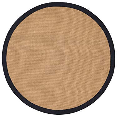 carpetfine Sisalteppich Rund Schwarz Ø 80 | Moderner Teppich für Wohn- und Schlafzimmer