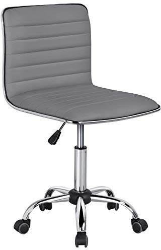 Yaheetech Bürostuhl ohne Armlehne, ergonomischer Schreibtischstuhl, höhenverstellbarer Drehstuhl, 360° drehbar Arbeitsstuhl, aus Kunstleder, für Arbeitszimmer Home Office Chair