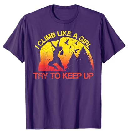 I Climb Like A Girl Rock Climbing Gear Kids Women Sunset T-Shirt