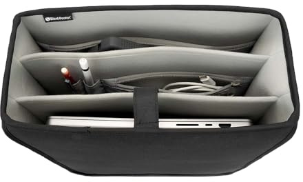 SLNT 20 Liter Backpack Organizing Insert with 3 Compartments, Slip-in Pockets, Velcro Closure - Compatible with SLNT Faraday Waterproof Backpack for Storing Laptops, Tablets, Phones, Devices (Black)