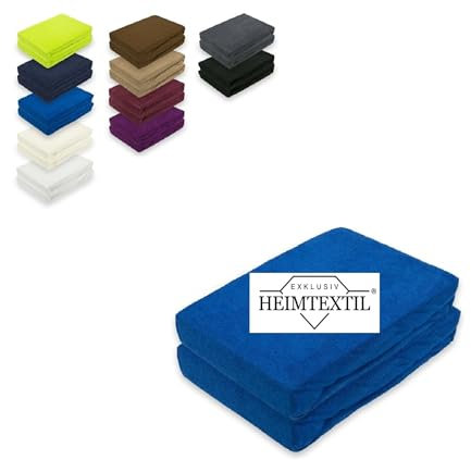EXKLUSIV HEIMTEXTIL Frottee Spannbettlaken Premium Doppelpack 80% Baumwolle, 20% Polyester Öko - Tex Zertifiziert, Markenqualität, Matratzenhöhe bis 25 cm, Royalblau 90-100 x 200 cm