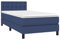 vidaXL Boxspringbett, Bett mit Matratze Kopfteil LED, Einzelbett Bettgestell mit Lattenrost, Polsterbett Bettrahmen, Blau 90x200cm Stoff