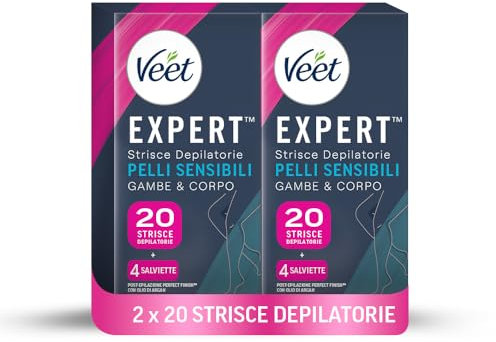 Veet Expert, Crema Depilatoria Corpo e Gambe Pelli Normali e Sensibili, 400ml (4 confezioni da 100ml), Con Burro di Karitè